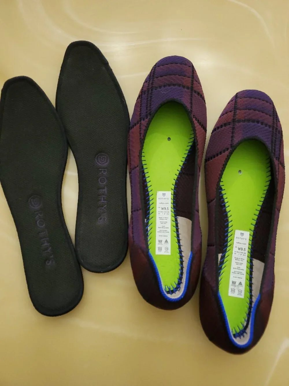 Rothy’s Cranberry Plaid The Square Toe Slip On Ballet Flats Size 9.5